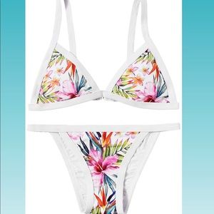 White/Floral Bikini- NEVER WORN!